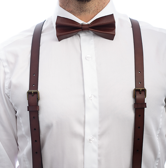Midnight Oak - Real Leather Bow Tie adult 5
