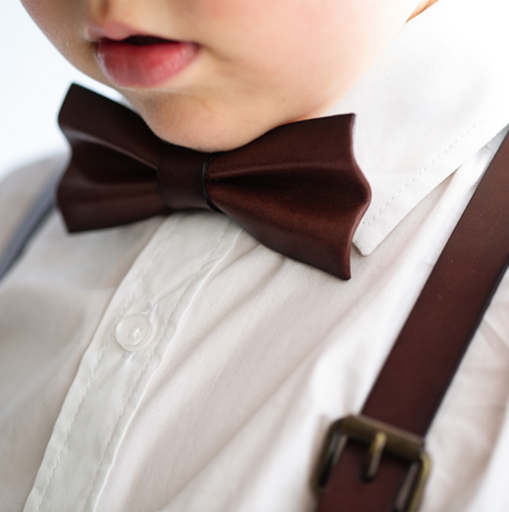 Midnight Oak - Real Leather Bow Tie child 1