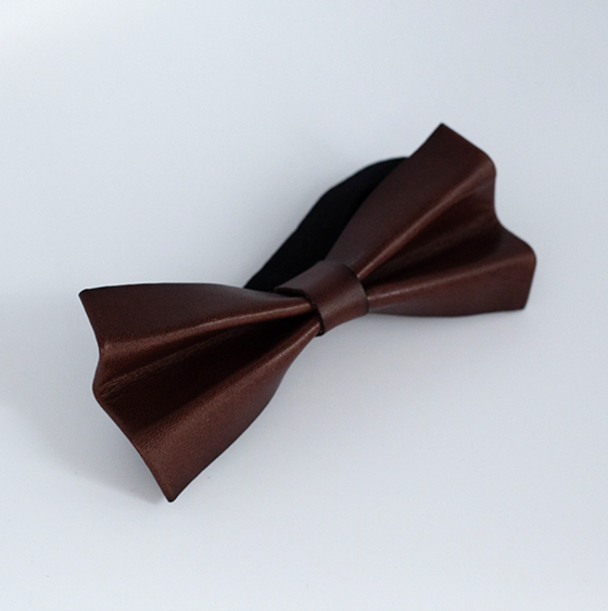 Midnight Oak - Real Leather Bow Tie child 2