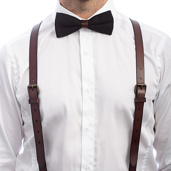 Midnight Oak - Real Leather Suspenders adult 7