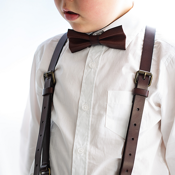 Midnight Oak - Real Leather Suspenders child 4