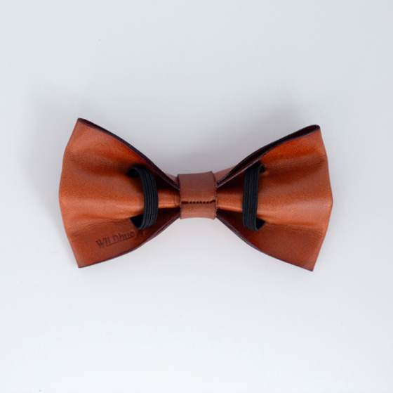Tawny Plateau - Real Leather Bow Tie Dog 5