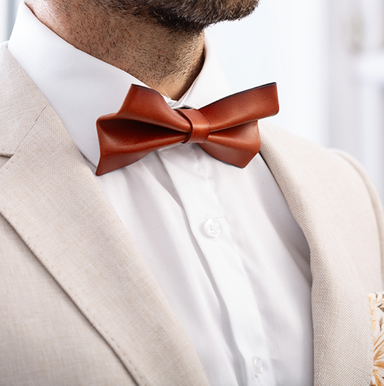 Tawny Plateau - Real Leather Bow Tie adult 12
