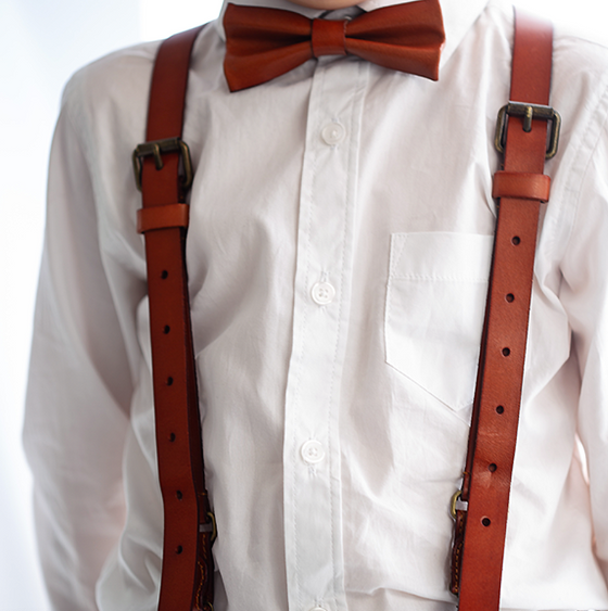 Tawny Plateau - Real Leather Bow Tie child 5